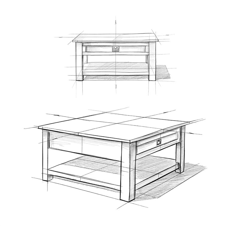 Farmhouse Gray 38" Square Acacia Wood Coffee Table with Storage