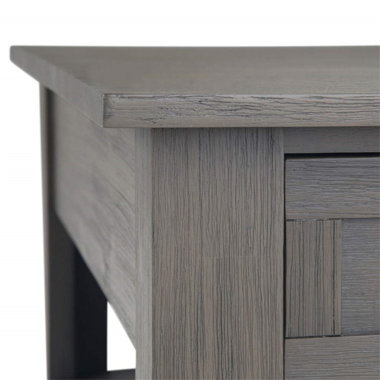 Farmhouse Gray 38" Square Acacia Wood Coffee Table with Storage
