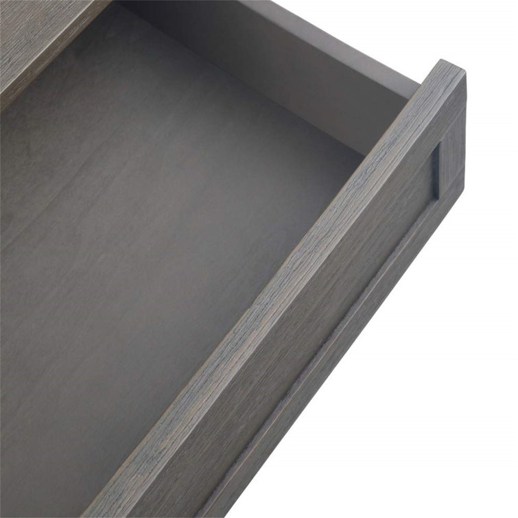 Farmhouse Gray 38" Square Acacia Wood Coffee Table with Storage