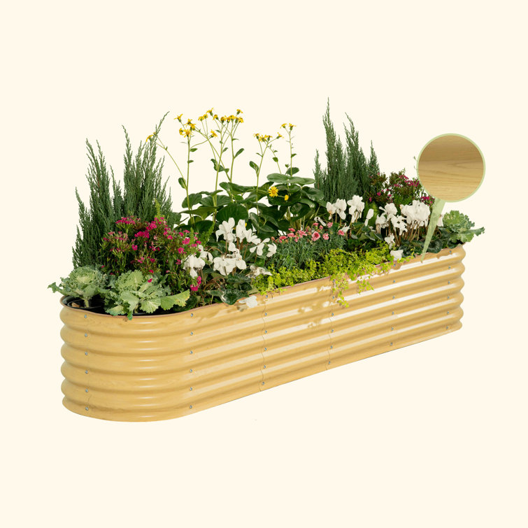 Sunlit Oak 17" Tall Modular Metal Outdoor Raised Garden Bed