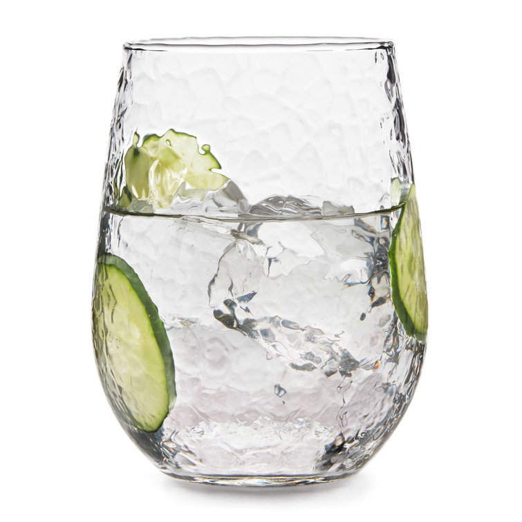 Libbey Hammered Clear Stemless All-Purpose Wine Glasses, Set of 8
