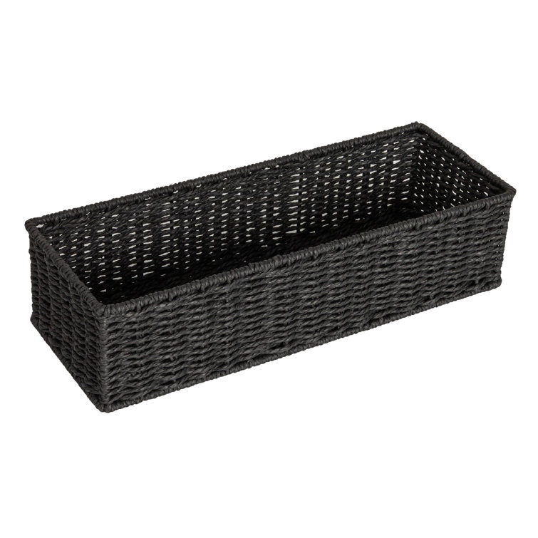 Black Handwoven Paper Rope Rectangular Storage Basket