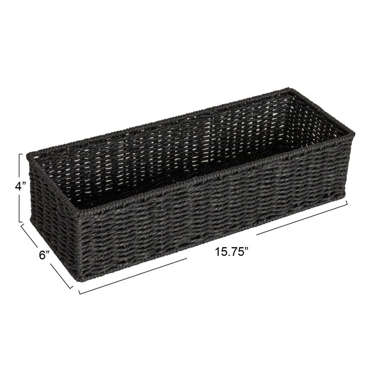 Black Handwoven Paper Rope Rectangular Storage Basket