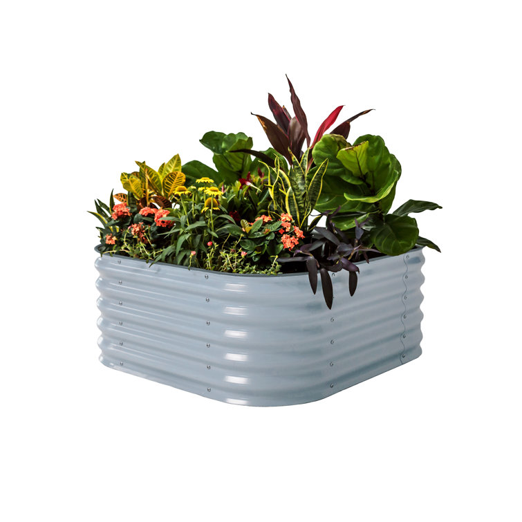 17" Tall Sky Blue Modular Metal Raised Garden Bed