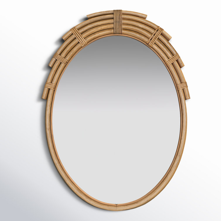 Bohemian Oval Rattan-Wood Wall Mirror