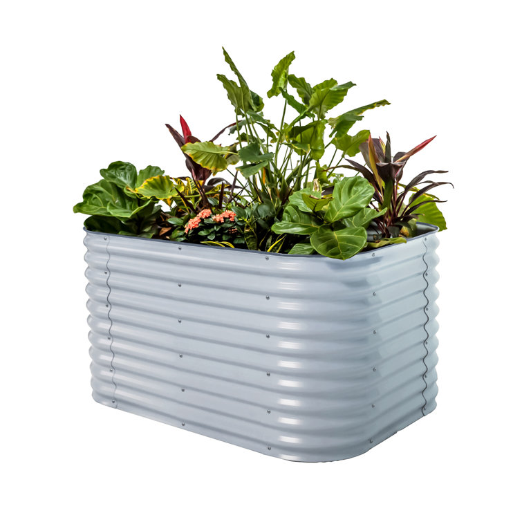 32" Tall Sky Blue Metal Modular Raised Garden Bed