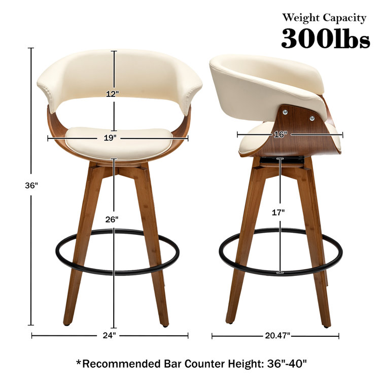 Joeanne Faux Leather Swivel 26'' Counter Stool (Set of 2)