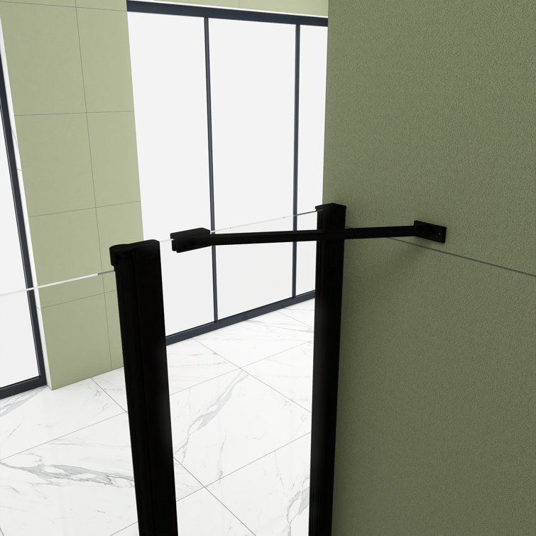 34'' x 72'' Matte Black Semi-Frameless Pivot Shower Door