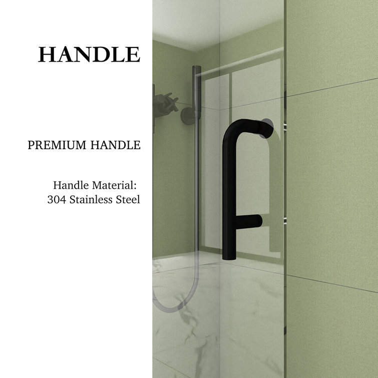 34'' x 72'' Matte Black Semi-Frameless Pivot Shower Door