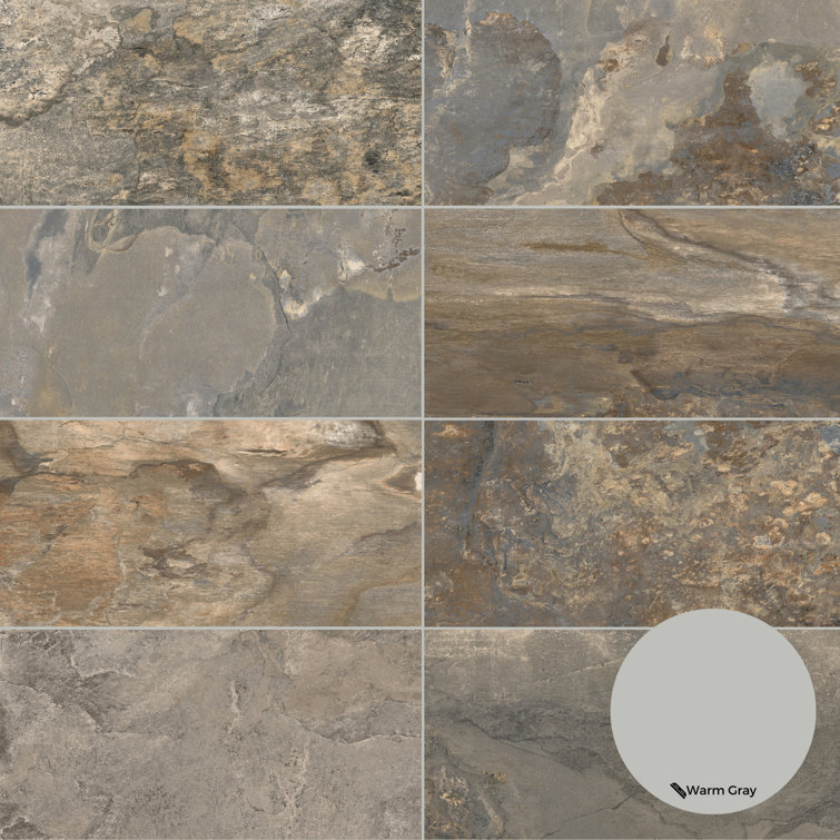 Multi Brown 12" x 24" Matte Porcelain Stone Look Wall & Floor Tile