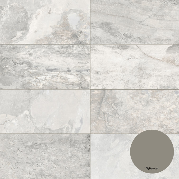 Large White Matte Porcelain Stone Look Wall & Floor Tile