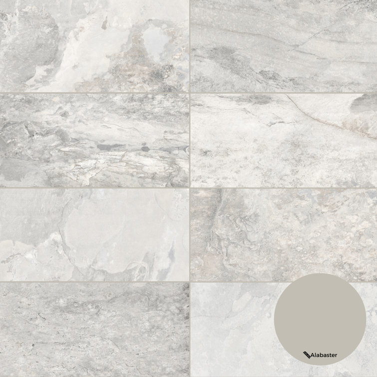 Large White Matte Porcelain Stone Look Wall & Floor Tile