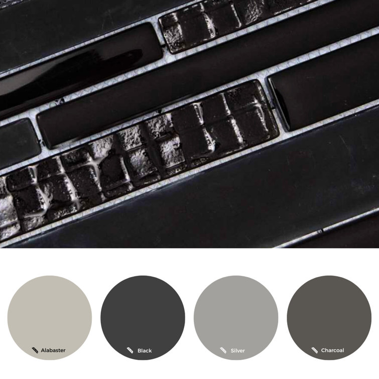 Karma Black 12x12 Textured Glass Mosaic Wall Tile