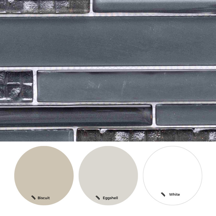 Charcoal Dark Gray Glass Mosaic Wall Tile, 12" x 12"
