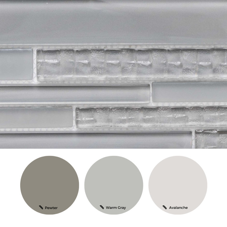 Light Gray 12" x 12" Glass Mosaic Wall Tile Sheet