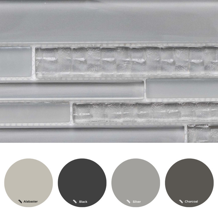 Light Gray 12" x 12" Glass Mosaic Wall Tile Sheet