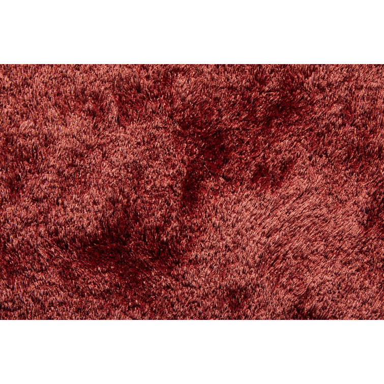 Luxurious Red Synthetic Fur Tufted Handmade Rug