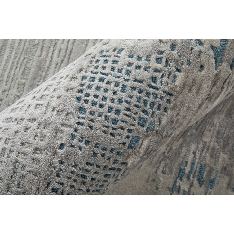 Zarah Gray Taupe Blue Abstract Wool Viscose Area Rug
