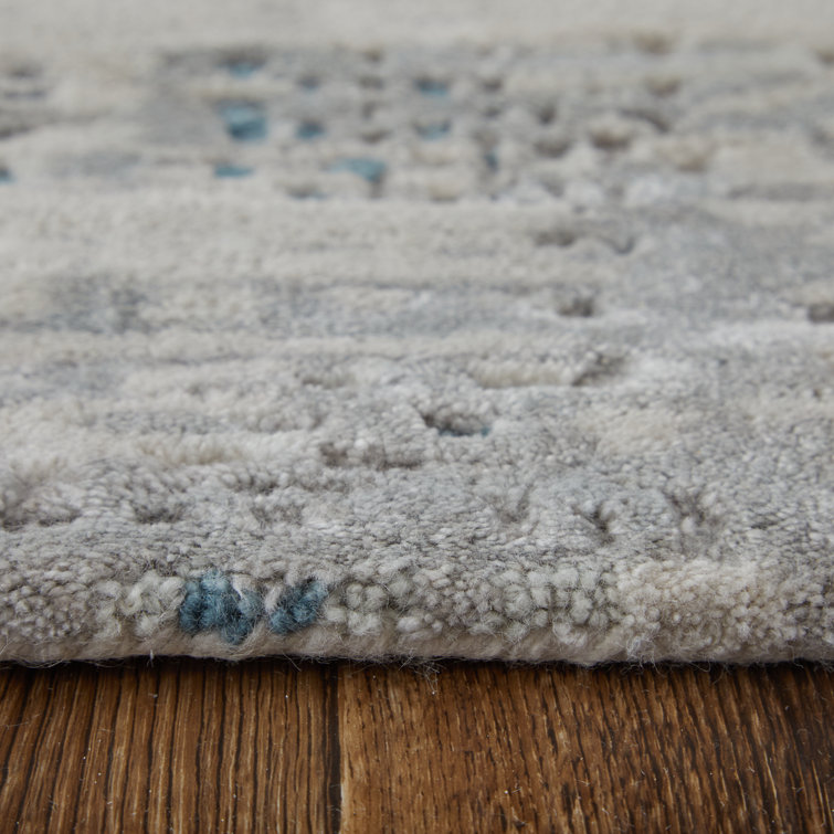 Zarah Gray Taupe Blue Abstract Wool Viscose Area Rug