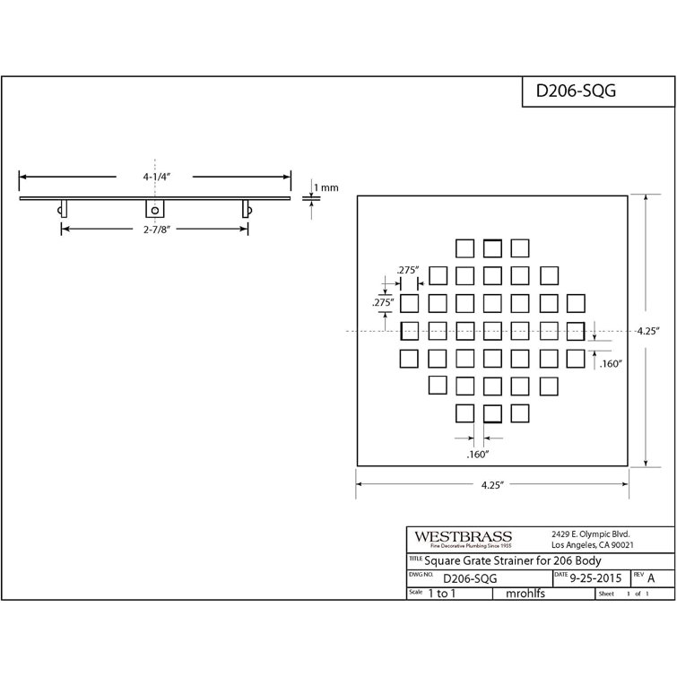 4.25'' Oil Rubbed Bronze Square Drain Cover