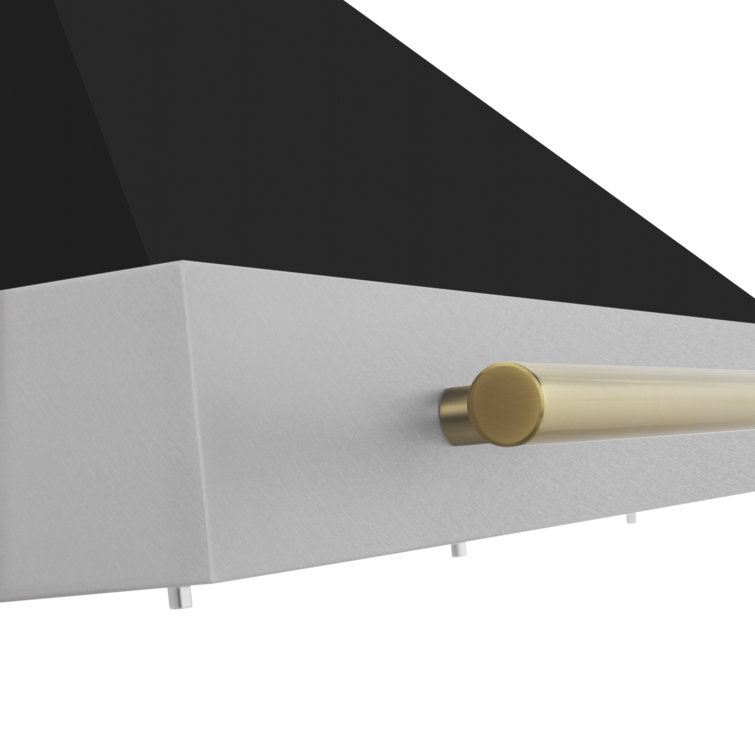 36" Stainless Steel Convertible Range Hood with Gold Handle