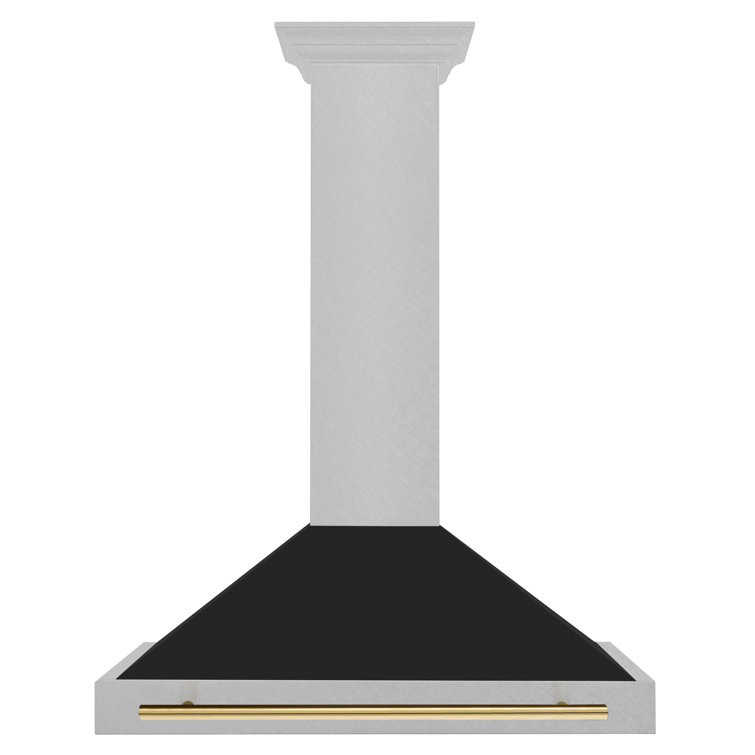 36" Stainless Steel Convertible Range Hood with Gold Handle