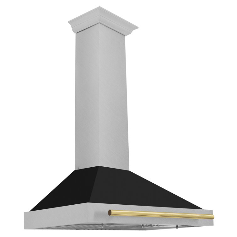 36" Stainless Steel Convertible Range Hood with Gold Handle