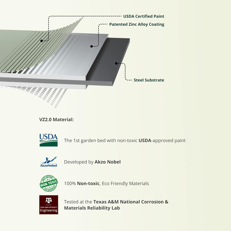Olive Green Tall Modular Metal Outdoor Raised Garden Bed
