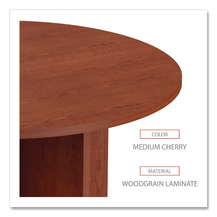 Cherry Round Wood Conference Table with X-Base