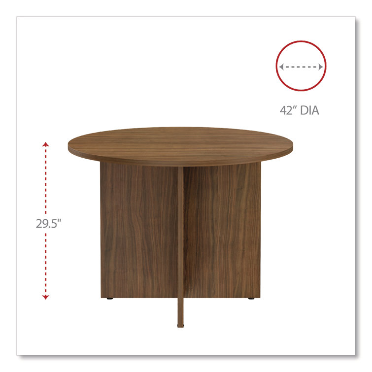 Walnut Round Wood Conference Table with X-Base
