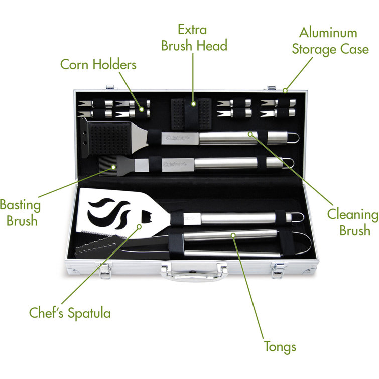Cuisinart 14-Piece Stainless Steel Grilling Tool Set with Case