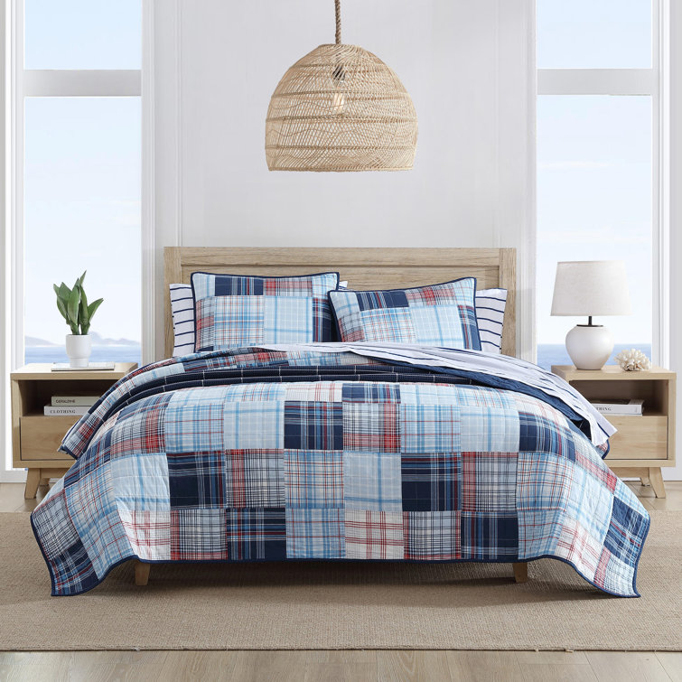 Stony Point Blue Plaid Cotton King Shams