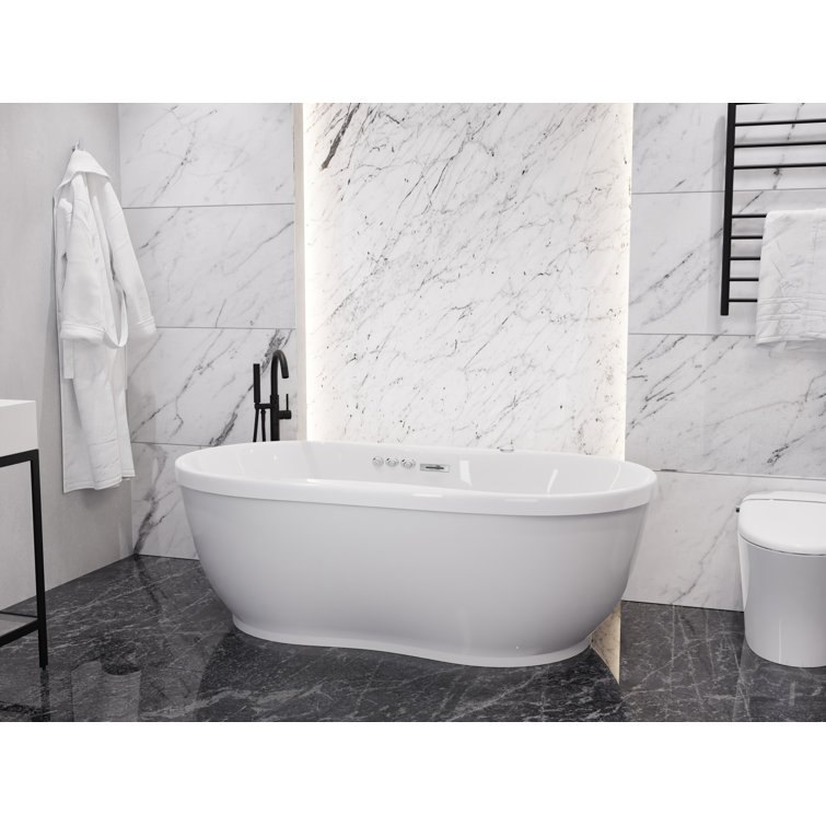 Lori 71'' White Freestanding Acrylic Whirlpool and Air Bathtub