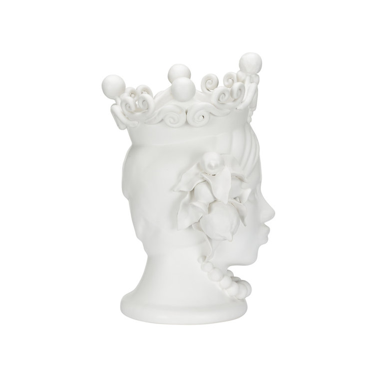 Elisabetta Matte White Ceramic Female Head Vase
