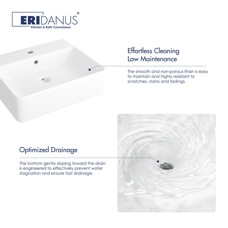 Turner 20" White Ceramic Rectangular Wall-Mount Bathroom Sink