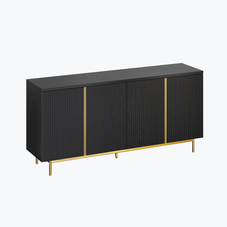 Ebony 63" Modern Sideboard Buffet Cabinet with Fluted Doors