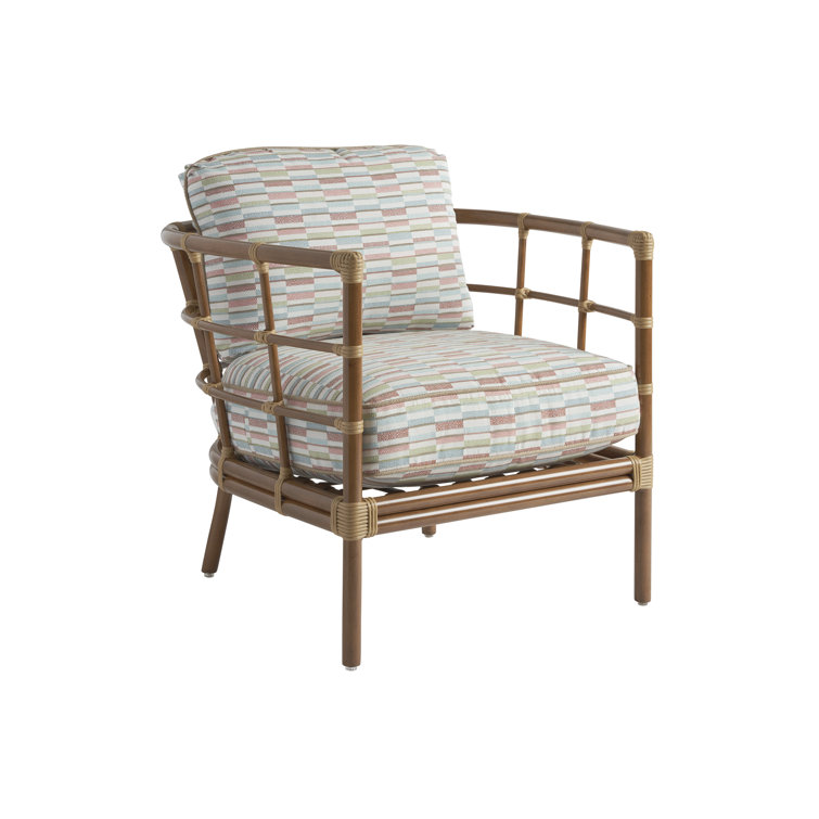 Sandpiper Bay Coastal Bamboo and Aluminum Patio Chair with Cushions