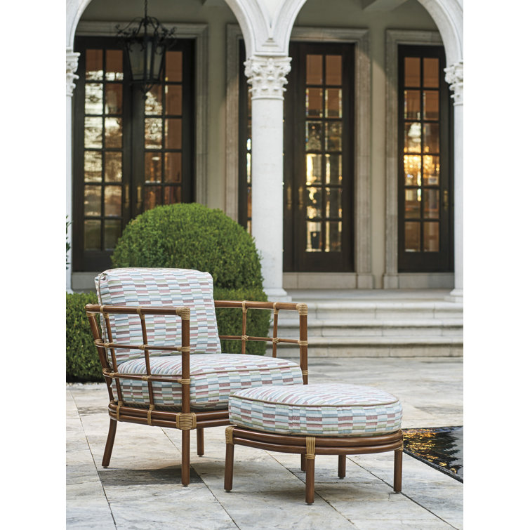 Sandpiper Bay Coastal Bamboo and Aluminum Patio Chair with Cushions