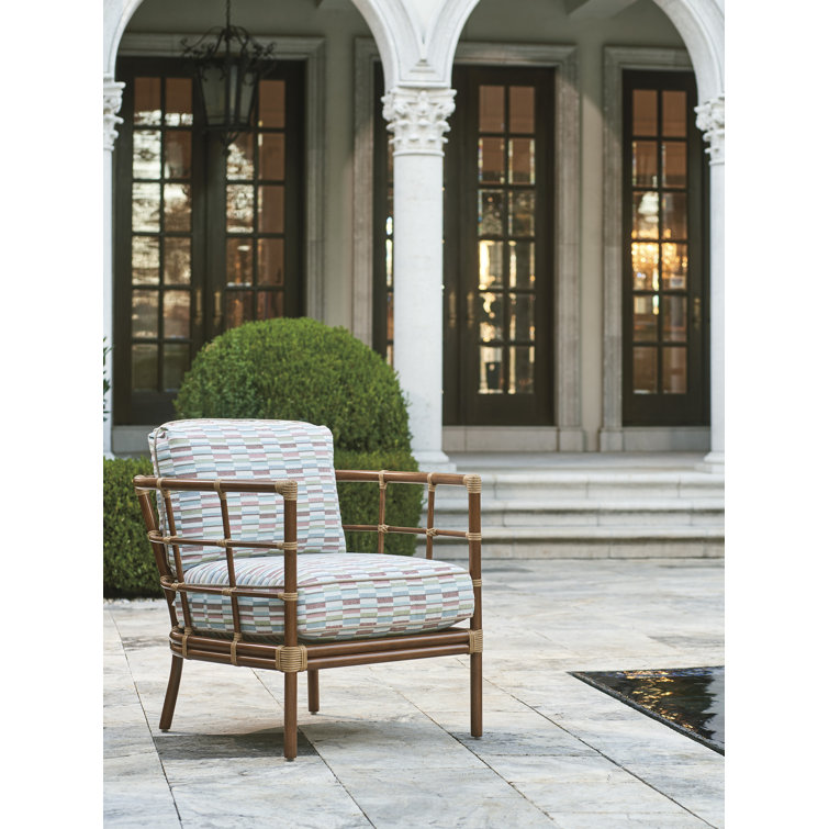 Sandpiper Bay Coastal Bamboo and Aluminum Patio Chair with Cushions