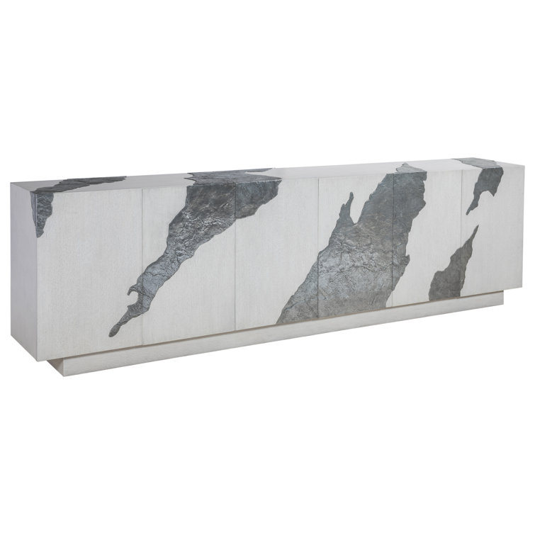 Nordic White and Gray Oak Media Console with Zinc Inserts
