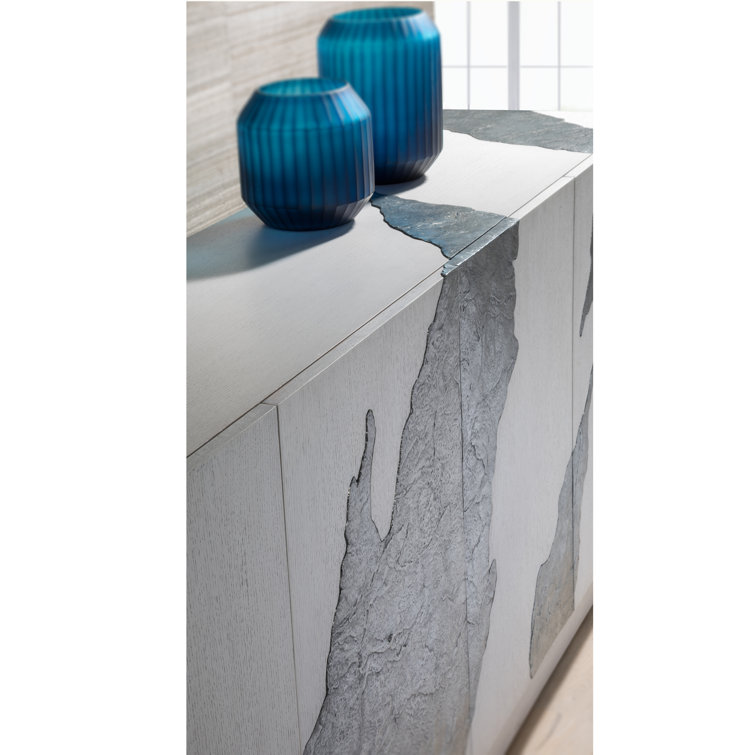 Nordic White and Gray Oak Media Console with Zinc Inserts