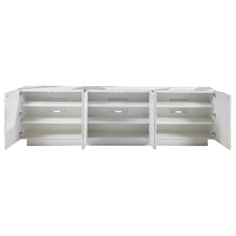 Nordic White and Gray Oak Media Console with Zinc Inserts