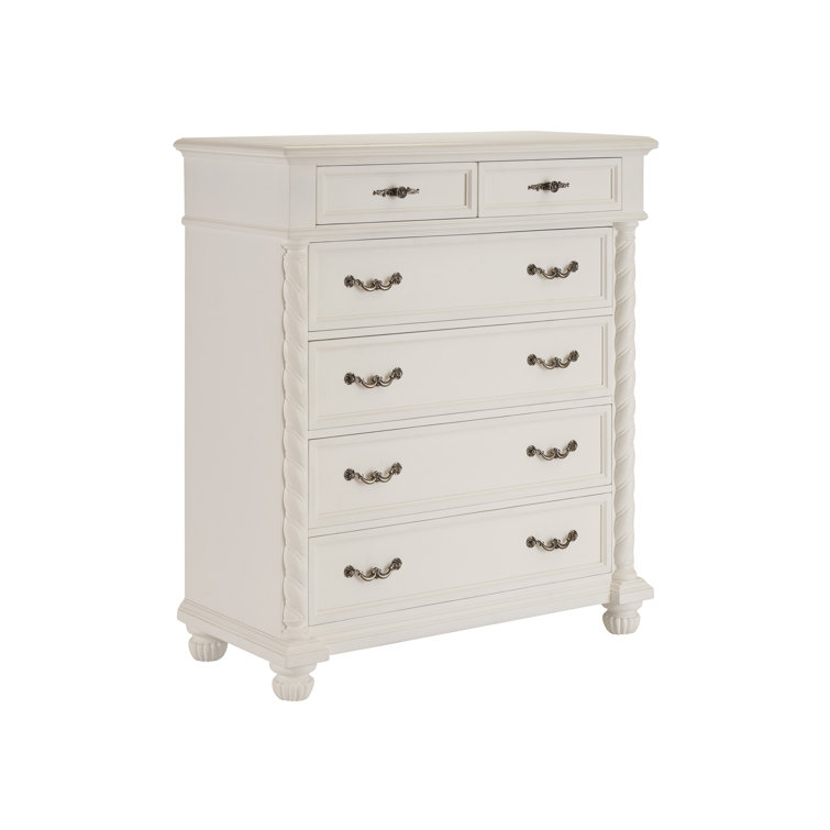 White Solid Wood 48'' French Country 6-Drawer Chest