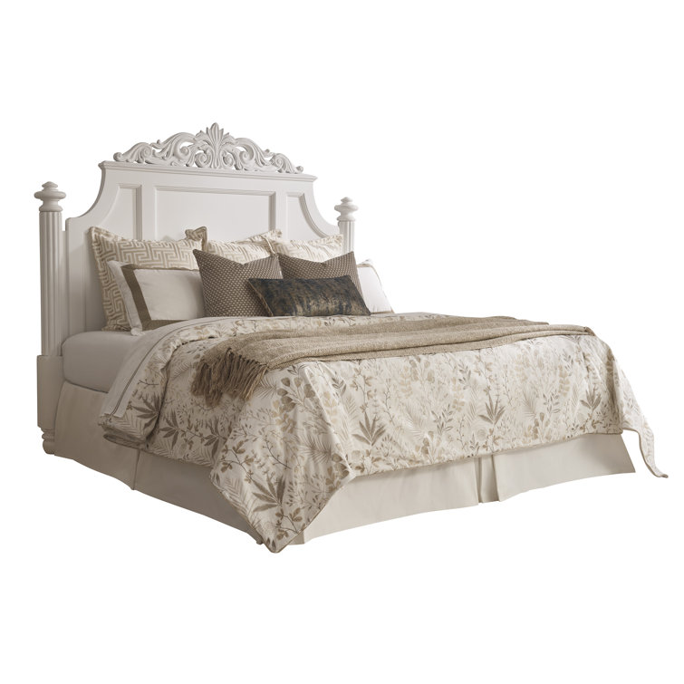 White Upholstered California King Wood Headboard