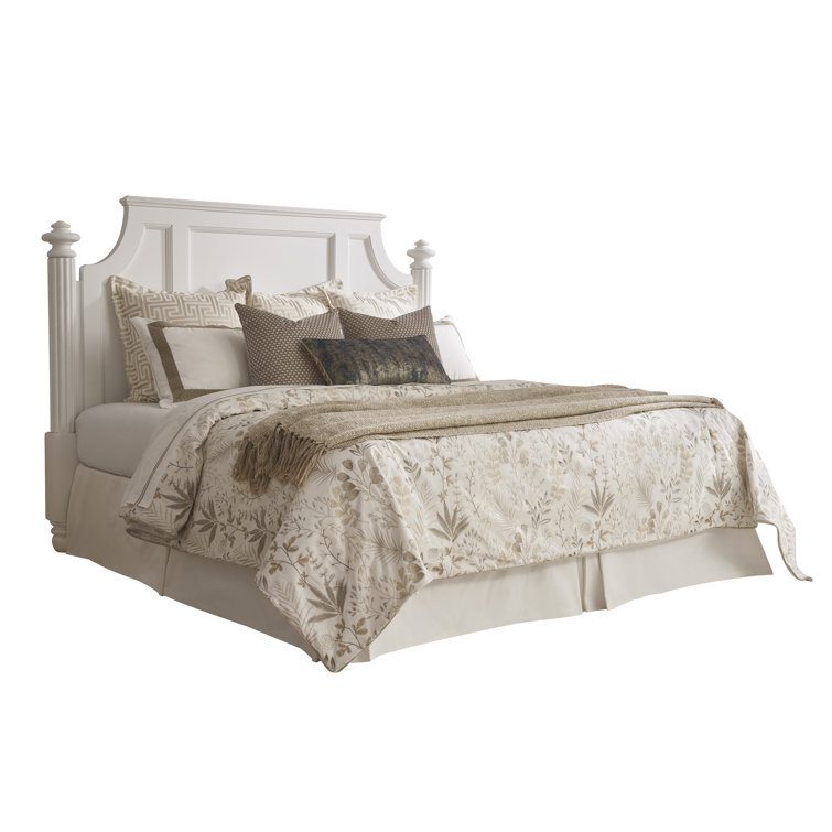 White Upholstered California King Wood Headboard