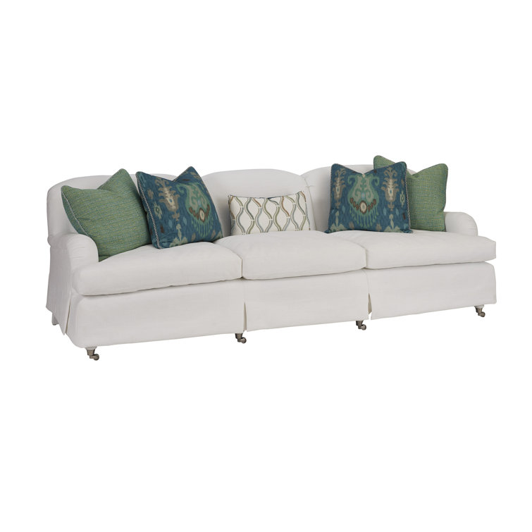 Athos 98'' White Upholstered Sofa with Down Fill Cushions