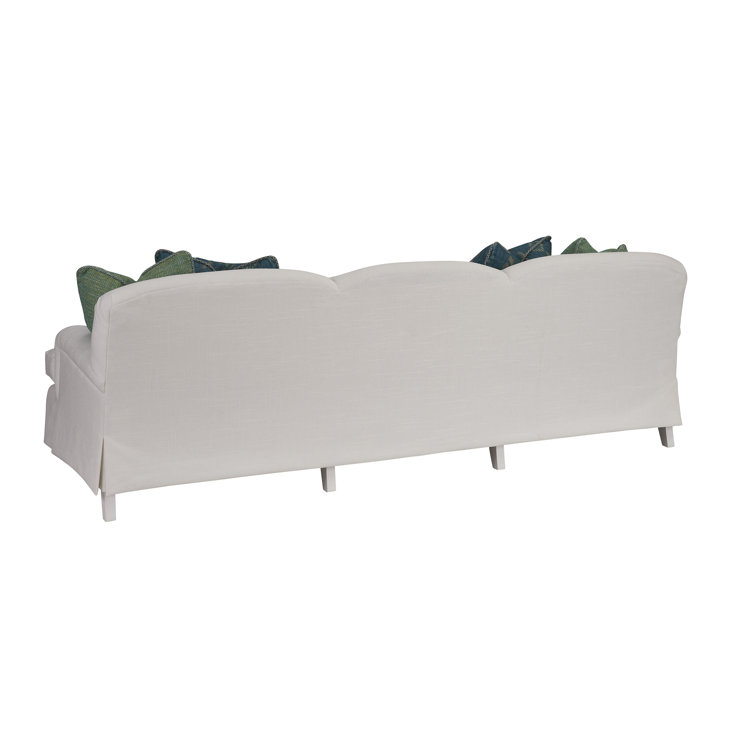 Athos 98'' White Upholstered Sofa with Down Fill Cushions