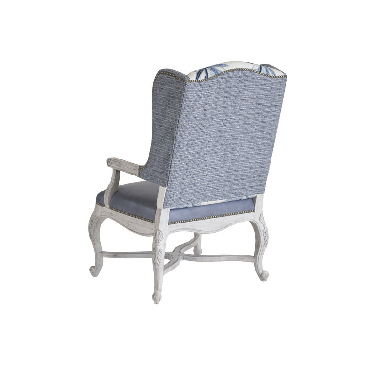 Gray and Blue Leather Upholstered Armchair with Manufactured Wood Frame