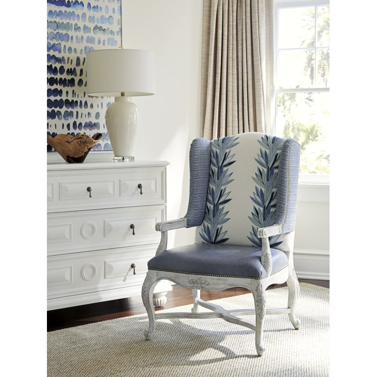 Gray and Blue Leather Upholstered Armchair with Manufactured Wood Frame
