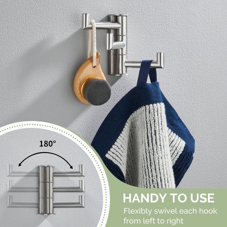 Matte Black Stainless Steel Triple Swivel Towel Hook